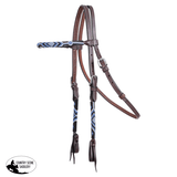 Double S Beaded Browband Headstall Blue Headstall
