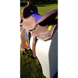 Double S Painted Feather Barrel Saddle - Country Scene Saddlery and Pet Supplies