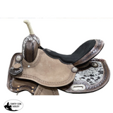 DOUBLE T 15" Barrel Style saddle with hair on cowhide inlay. Full QH 7.5 - Country Scene Saddlery and Pet Supplies