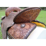 Double T Cocoa Daisies Spinal Relief Barrel Saddle - 15 16 Inch
