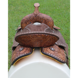 Double T Cocoa Daisies Spinal Relief Barrel Saddle - 15 16 Inch