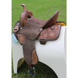 Double T Cocoa Daisies Spinal Relief Barrel Saddle - 15 16 Inch