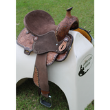 Double T Cocoa Daisies Spinal Relief Barrel Saddle - 15 16 Inch