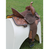 Double T Cocoa Daisies Spinal Relief Barrel Saddle - 15, 16 Inch - Country Scene Saddlery and Pet Supplies
