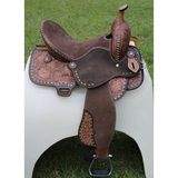 Double T Cocoa Daisies Spinal Relief Barrel Saddle - 15 16 Inch