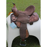 Double T Cocoa Daisies Spinal Relief Barrel Saddle - 15 16 Inch