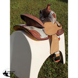 Double T Floral Frontier Barrel Style Saddle - 13 Inch - Country Scene Saddlery and Pet Supplies