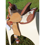Double T Floral Frontier Barrel Style Saddle - 13 Inch 13 inch / 7inch Western Barrel saddle youth