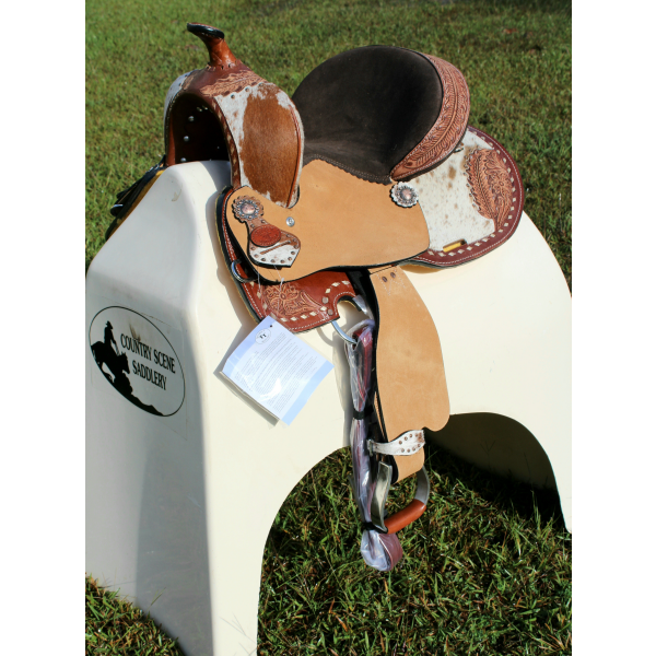 Double T Floral Frontier Barrel Style Saddle - 13 Inch 13 inch / 7inch Western Barrel saddle youth