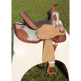 Double T Floral Frontier Barrel Style Saddle - 13 Inch 13 inch / 7inch Western Barrel saddle youth