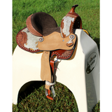 Double T Floral Frontier Barrel Style Saddle - 13 Inch 13 inch / 7inch Western Barrel saddle youth