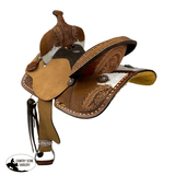 Double T Floral Frontier Barrel Style Saddle - 13 Inch Western Saddle Youth