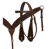 Double T pleasure style saddle set with floral tooling. - Country Scene Saddlery and Pet Supplies
