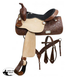Double T pleasure style saddle set with floral tooling. - Country Scene Saddlery and Pet Supplies