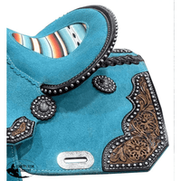 Double T Teal Rough Out Barrel Style Saddle Circle S Style Saddle