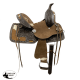 Double T Wild West Floral Roughout Barrel Saddle - 10 Inch Western