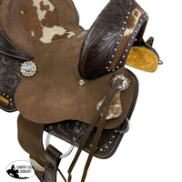 Double T Wild West Floral Roughout Barrel Saddle - 10 Inch Western
