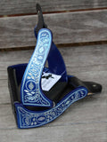 CSS Blue Engraved Stirrup Irons. - Country Scene Saddlery and Pet Supplies