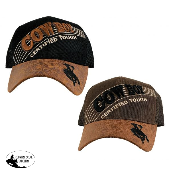 Embroidered Cowboy Certified Tough Ballcap Hats