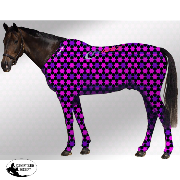 Equine Suit Printed Stars Black-Purple-Pink