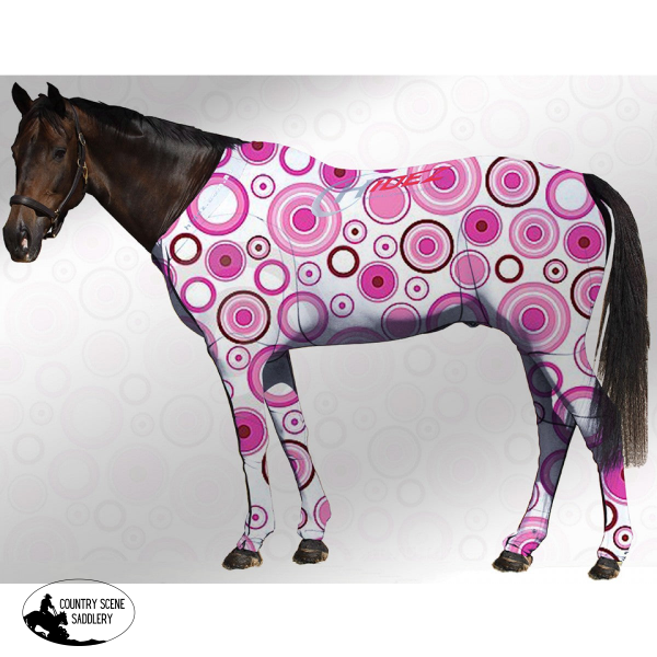 Equine Travel & Recovery Suit Printed- Circles White- Pink Printed