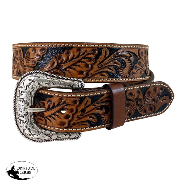 Floral Hand Tooled Leather Belt Belts