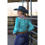 FLORAL & TURQUOISE SPARKLE PERFORMANCE RODEO SHIRT - Country Scene Saddlery and Pet Supplies