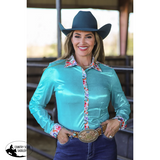 FLORAL & TURQUOISE SPARKLE PERFORMANCE RODEO SHIRT X Small Western Shirts