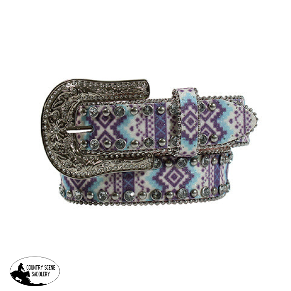 Girls Glitter Aztec Belt Blue/Purple Belts