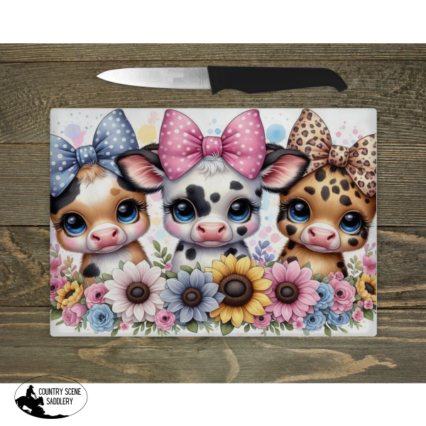 Glass Chopping Board - 3 Little Cows Gift Items