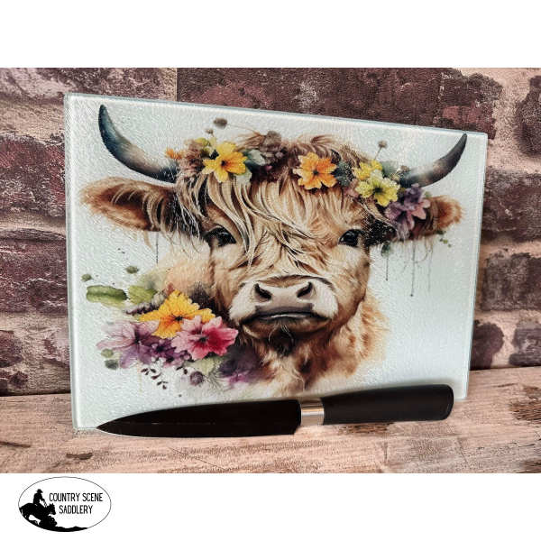 Glass Chopping Board - Floral Highland Gift Items