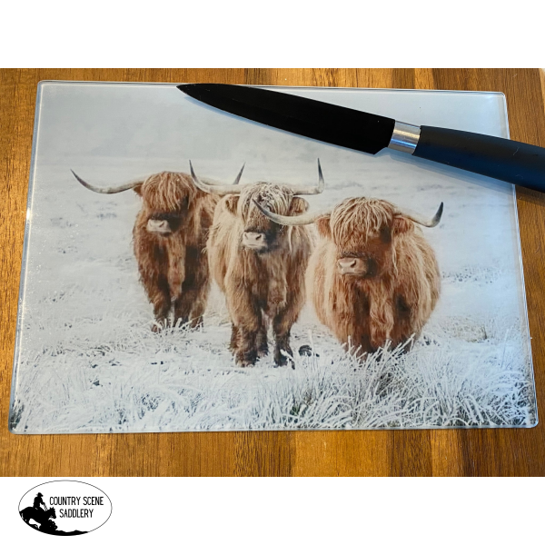 Glass Chopping Board - Highland Cows Gift Items