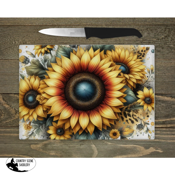 Glass Chopping Board - Sunflower Gift Items