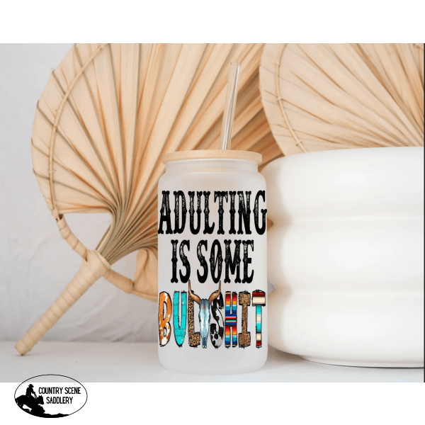 Glass Coffee Cup - Adulting Clear Gift Items