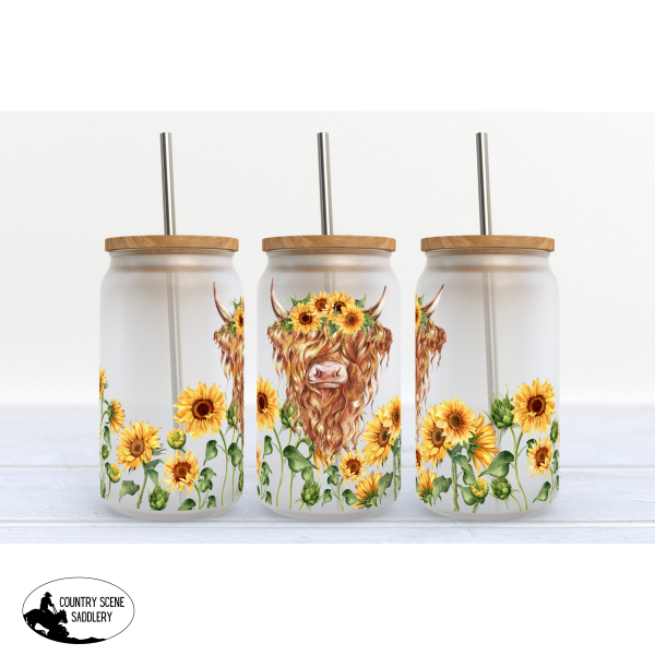 Glass Coffee Cup - Highland Sunflower Gift Items