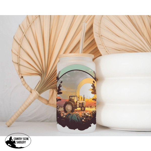 Glass Coffee Cup - Sunset Tractor Gift Items