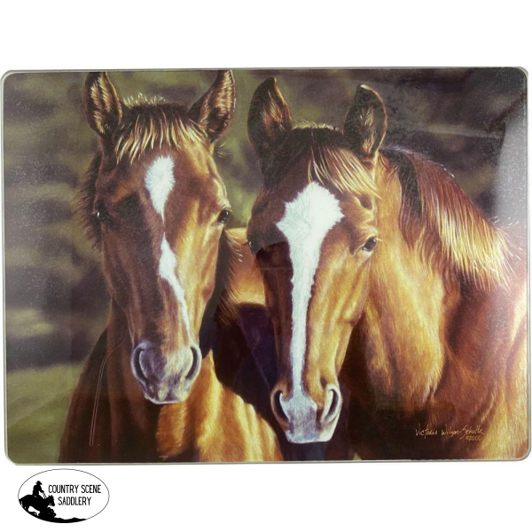 Glass Cutting Board Featuring Horses. Boards