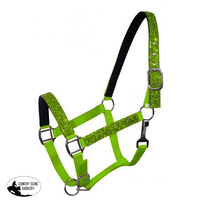 New! Glitter Nylon Halter . Pony / Lime Green Showman Halters