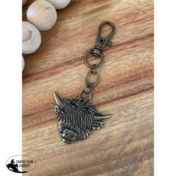 Highland Cow Keyring Antique Brass Gift Items
