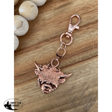 Highland Cow Keyring Rose Gold Gift Items