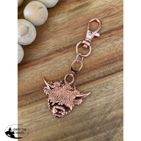 Highland Cow Keyring Rose Gold Gift Items