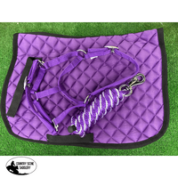 Horse Saddle Pad Lead Rope & Halter Set In Purple