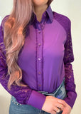 L1317 - Cleo Ladies 1/2 Lace Western Shirt - Country Scene Saddlery and Pet Supplies