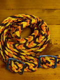 New! T5301 - Three Colour Braided Barrel Reins with Knots - Country Scene Saddlery and Pet Supplies