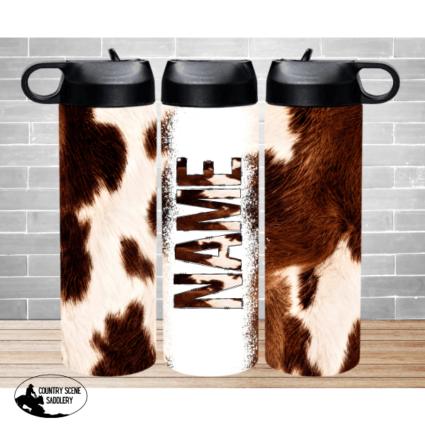 Insulated Water Bottle - Personalised Faux Cowhide Bottles