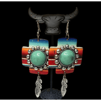 J6079 - Cross Aztec Feather Earrings Necklace &