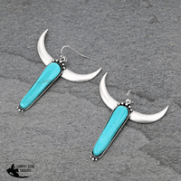 J6508 - Natural Stone Longhorn Earrings Necklace &