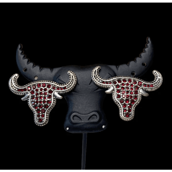 J6571B - Bling Steer Head Earrings Necklace &
