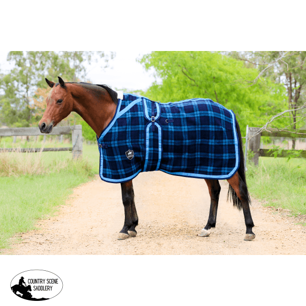 Kersey Wool Rug Check Aqua And Navy Horse Blankets & Sheets