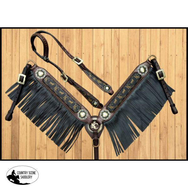 New! Klassy Cowgirl Argentina Cow Leather Headstall And Breast Collar Set Posted. *